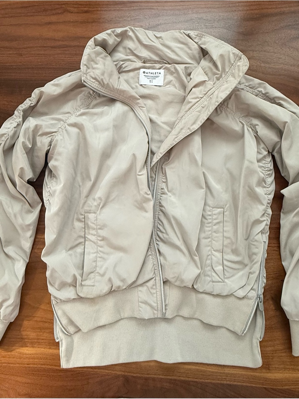 Athleta Kids Cream Lightweight Puffer Jacket with Hood